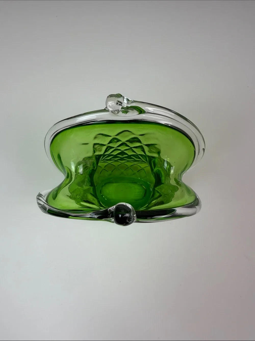 Vintage Hand Blown Green Art Glass Vase MG Creative Artisans Westlake Village